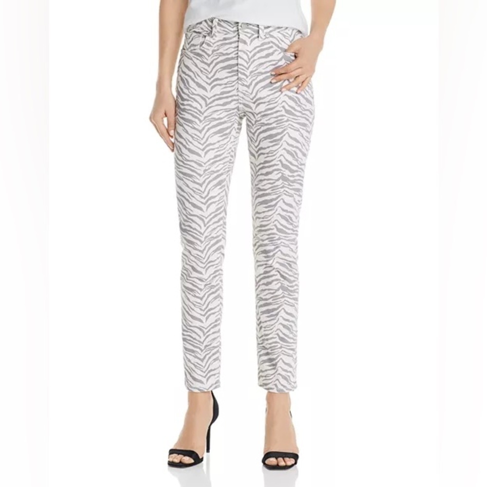 Rebecca Taylor La Vie Ziger Ines Zebra-Print Jeans in Cream Combo Size 30 Waist